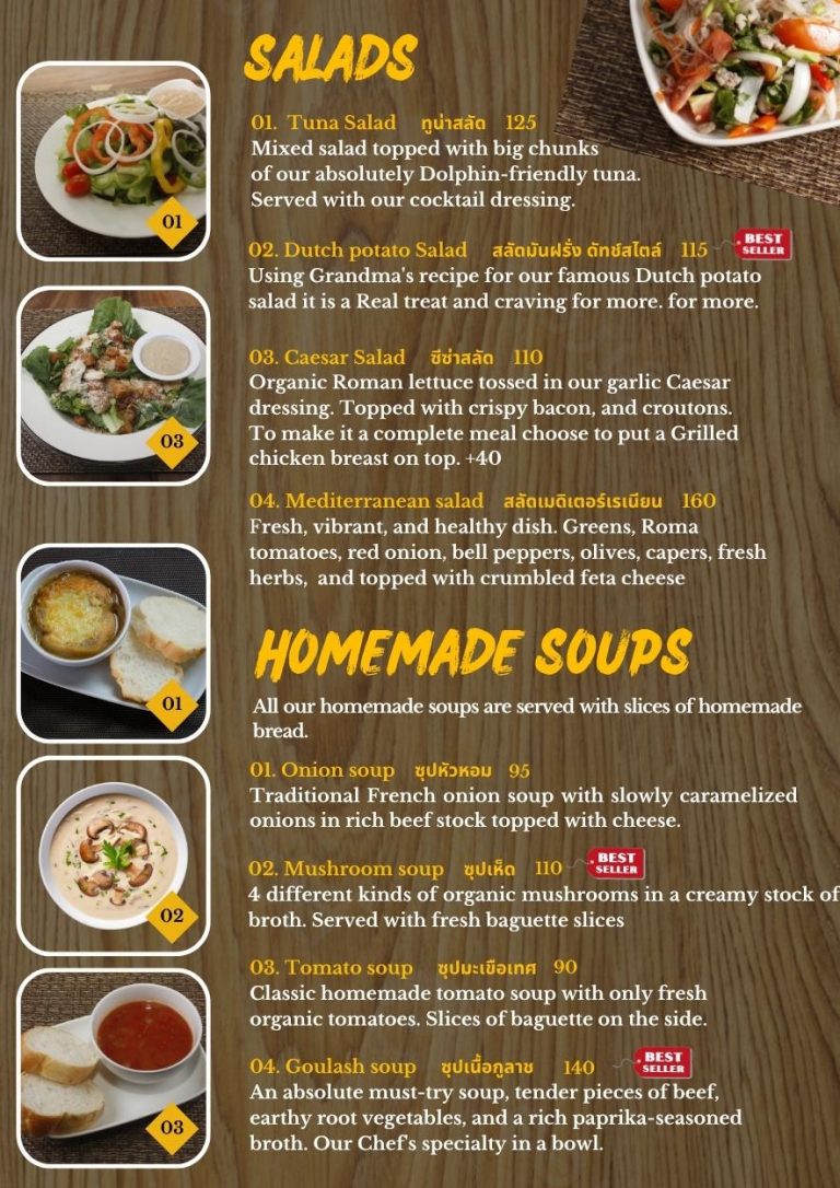 food menu salads
